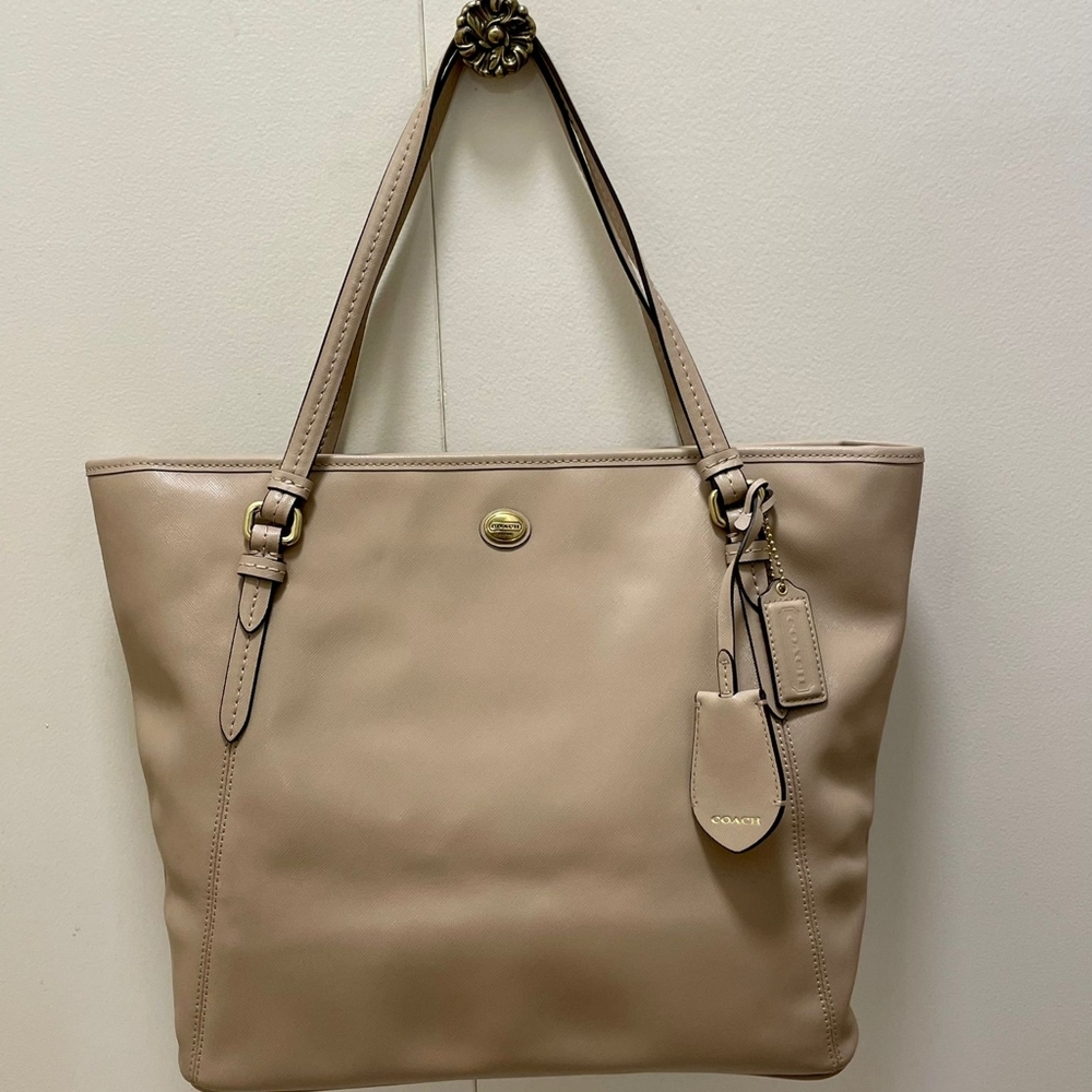 Coach peyton leather zip top tote bag.